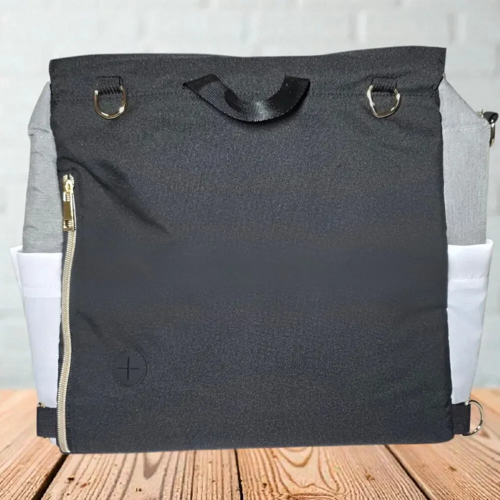 Baby Lamby Neutral Grey & Black Multi-Functional Diaper Bag Backpack